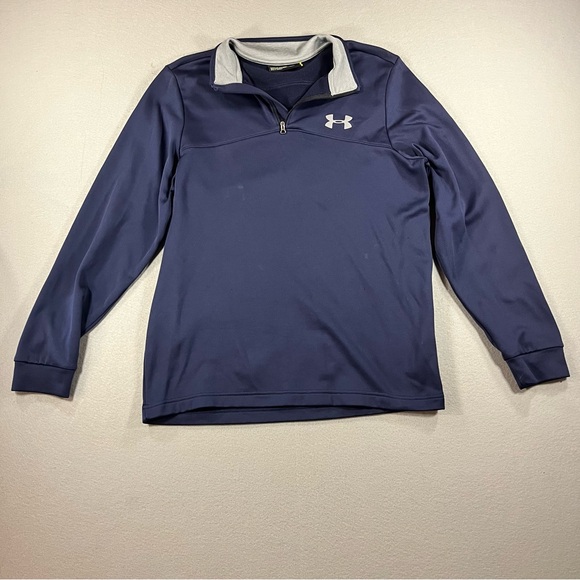 Under Armour Pullover Men's Small Blue Quarter Zip Loose Fit Athletic Top - Picture 1 of 5